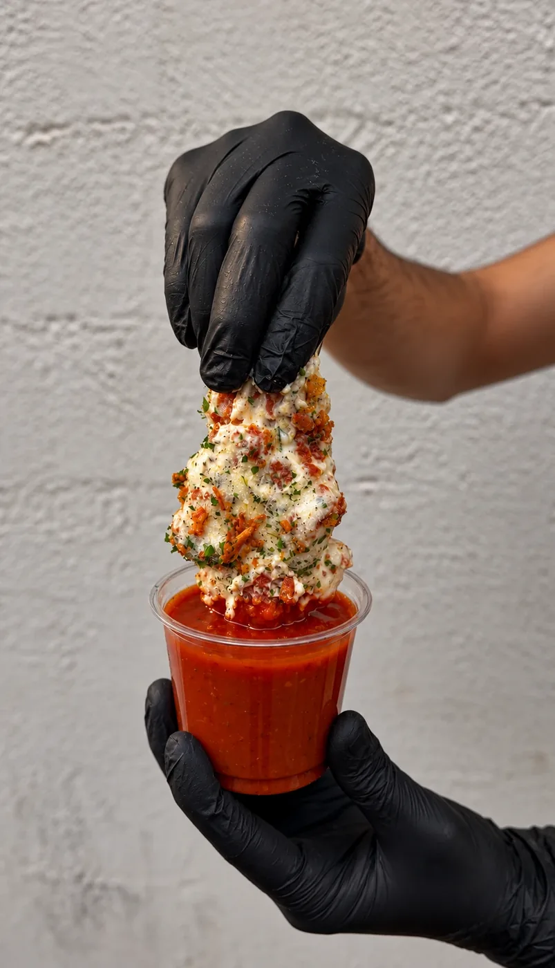 Tender Garlic Parmesan trempé dans la sauce piquante